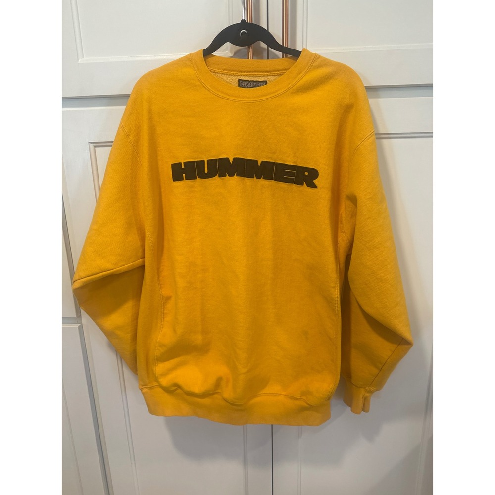 Steve & Barrys Hummer Sweatshirt Mens Large Yellow Crewneck GM licensed read